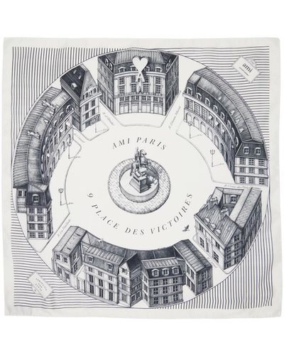 Ami Paris ホワイト& Place Des Victoires スカーフ - メタリック