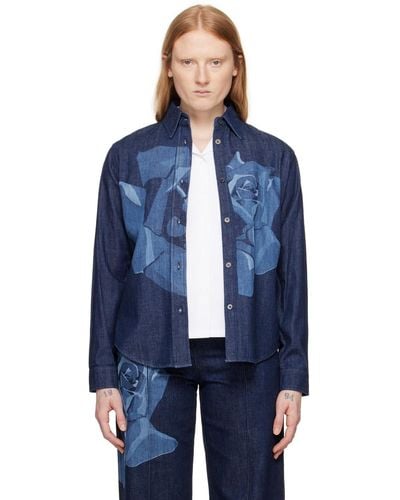 KENZO Blue Paris Rose Denim Shirt