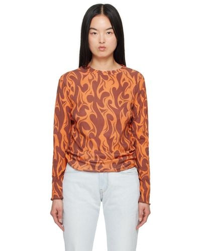 ERL Flame Long Sleeve T-Shirt - Orange