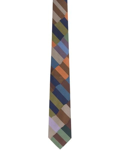 Paul Smith Multicolour Check Overlap Tie - Black