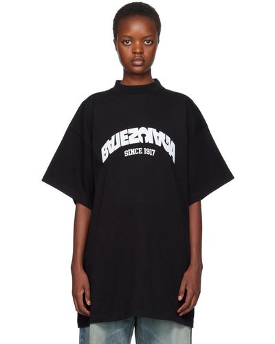Balenciaga T-shirt oversize en coton a logo - Noir