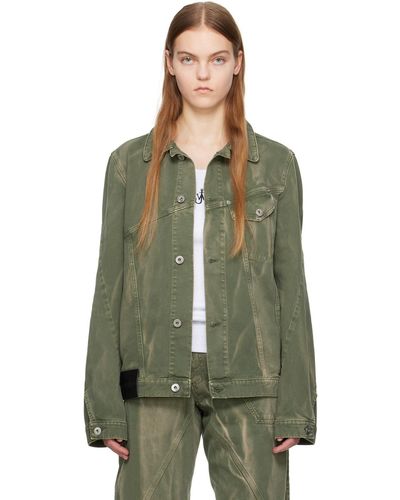 JW Anderson Blouson asymétrique vert en denim