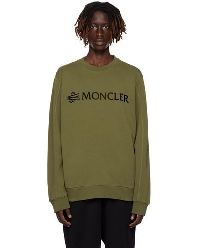 Moncler Khaki Garment-washed Sweatshirt - Green