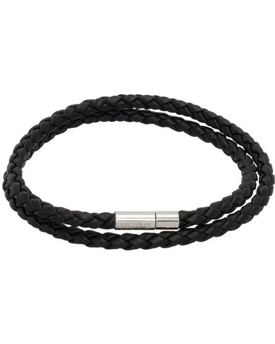 HUGO Bracelet noir en cuir