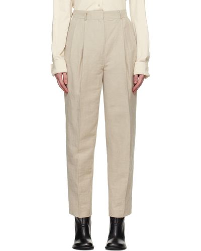 Totême Double-Pleated Trousers - Natural
