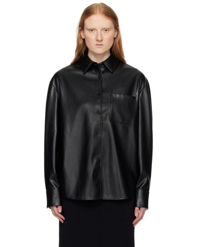 Frankie Shop Chrissie Faux-leather Shirt - Black
