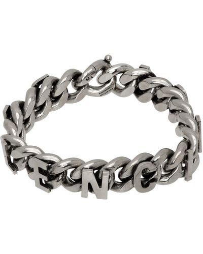 Balenciaga Bracelet-chainette gris acier à breloques à logo - Métallisé