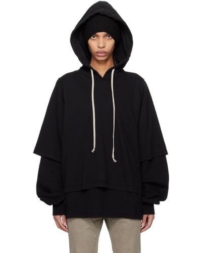 Rick Owens Black Hustler Hoodie