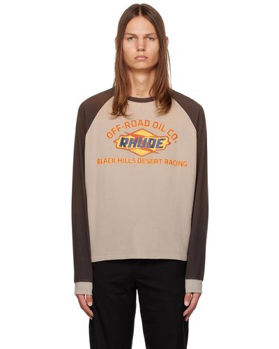 Rhude Grey 'hills' Long Sleeve T-shirt - Black