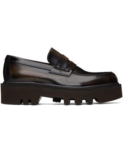 Dries Van Noten Flâneurs bruns en cuir - Noir