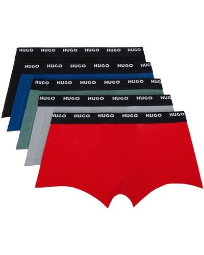 HUGO Five-pack Multicolour Logo Boxers - Red