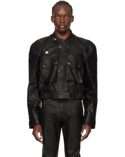 Martine Rose Cropped Leather Jacket - Black