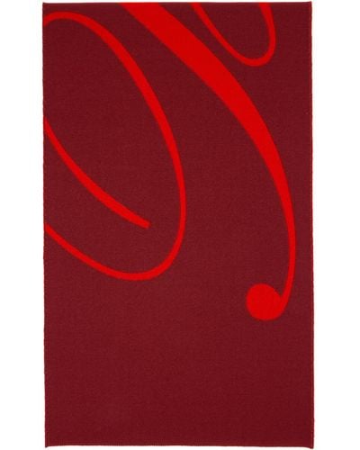 Burberry Burgundy & Red Logo Wool Silk Scarf