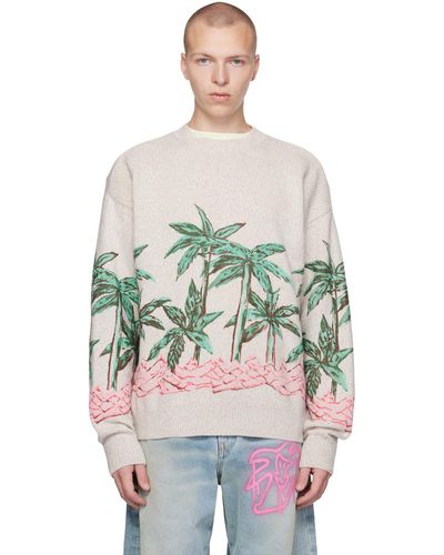 Palm Angels Beige Palms Row Sweater - Multicolour