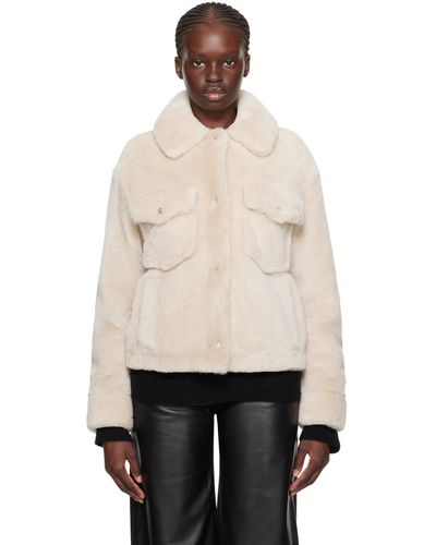 Meteo by Yves Salomon Spread Collar Shearling Jacket - Natural