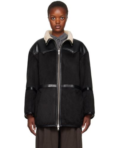 Stand Studio Black Rylee Faux-shearling Jacket