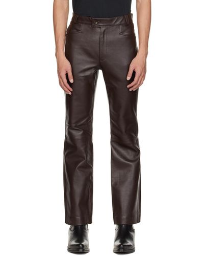 Ernest W. Baker Flare Leather Pants - Black