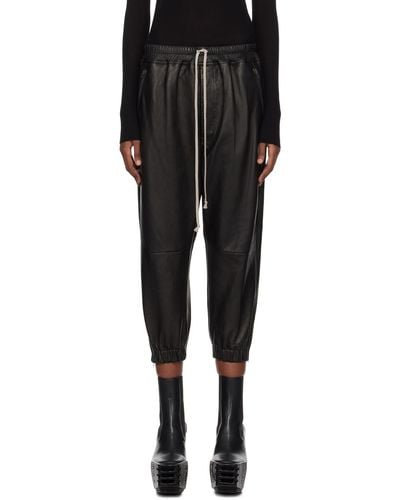 Rick Owens Black Cropped Leather Pants