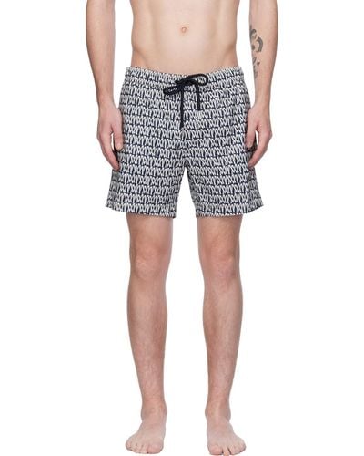 Moncler Navy & White Printed Swim Shorts - Black