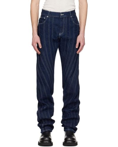 Mugler Navy Spiral Jeans - Blue