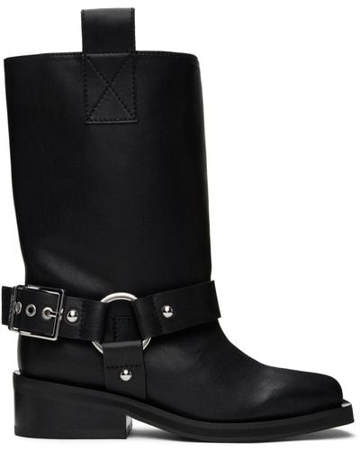 Ganni Mid Shaft Biker Boots - Black