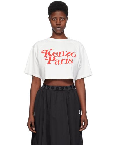 KENZO T-shirt blanc cassé à logo modifié édition verdy - Rouge