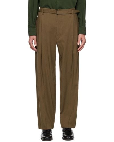 Lemaire Brown Belted Easy Trousers - Green
