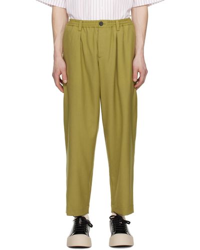 Marni Pantalon kaki à cordon coulissant - Vert