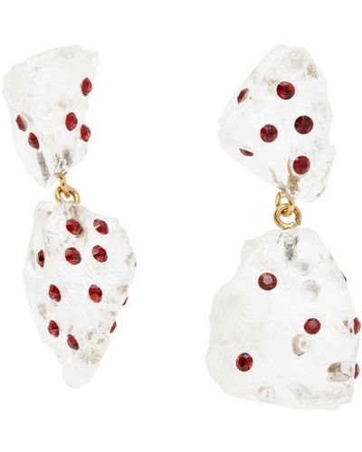 Marni Red Pietra Dura Earrings - White