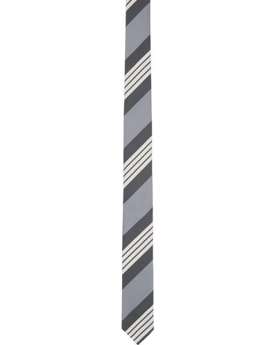 Thom Browne Gray 4-bar Tie - Black