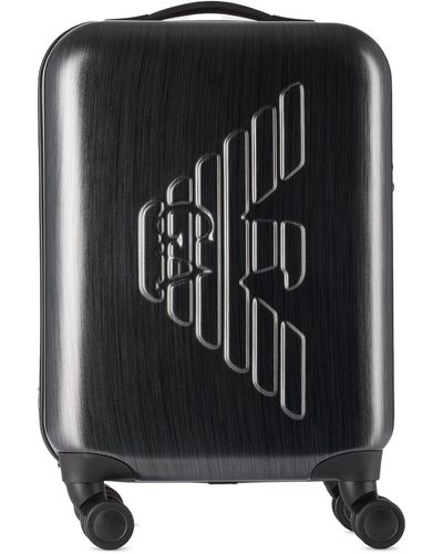 Emporio Armani Valise de cabine grise à logo gaufré - Noir