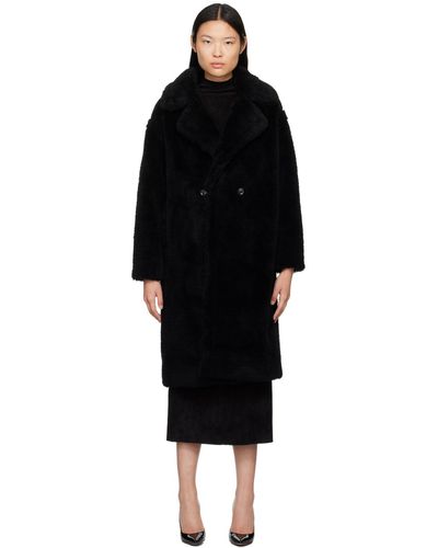 Meteo by Yves Salomon Double-breasted Coat - Black