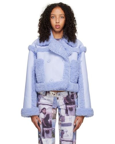 Stand Studio Ssense Exclusive Blue Kristy Faux-shearling Jacket