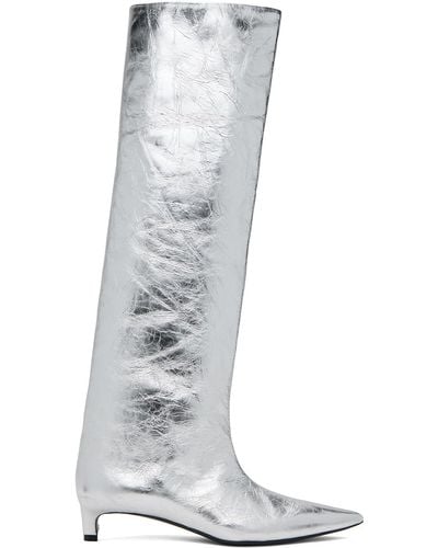 Jil Sander Silver Metallic Boots - White