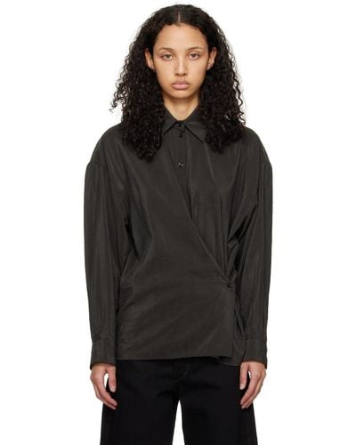 Lemaire Brown Twisted Shirt - Black