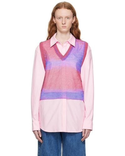 WOOYOUNGMI Pink Gradient Stripe Vest