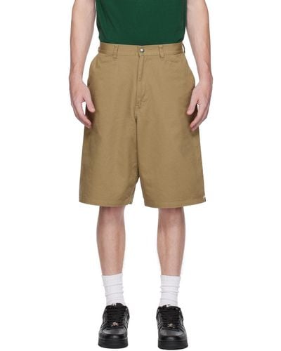 A Bathing Ape Tan One Point Shorts - Green