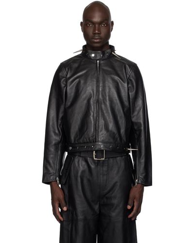 DEADWOOD Velar Spike Leather Jacket - Black
