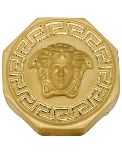 Versace Gold Octagon Greek Medusa Ring - Multicolour