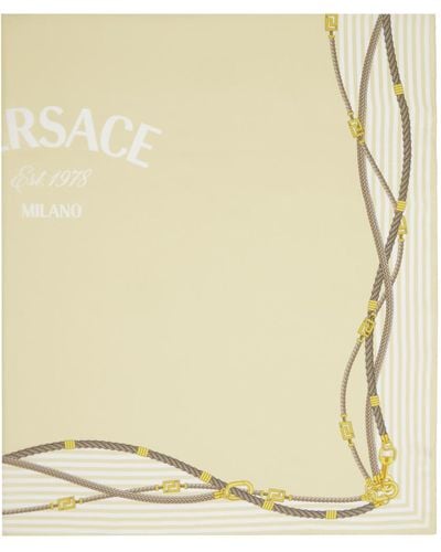 Versace シルク ラージ グレカ ノーティカル スカーフ - メタリック