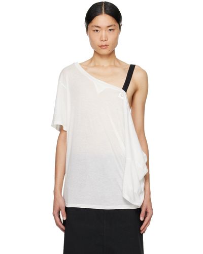 TAKAHIROMIYASHITA TheSoloist. T-shirt blanc à assemblage asymétrique
