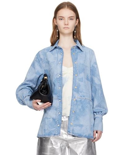 Ganni Bleach Denim Shirt - Blue