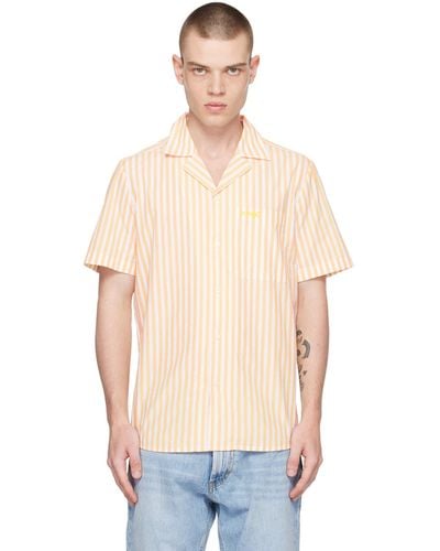 HUGO Yellow & White Striped Shirt - Blue