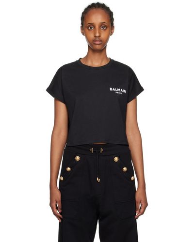 Balmain クロップド Tシャツ - ブラック