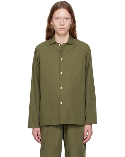 Tekla ーン ボタン パジャマシャツ - グリーン