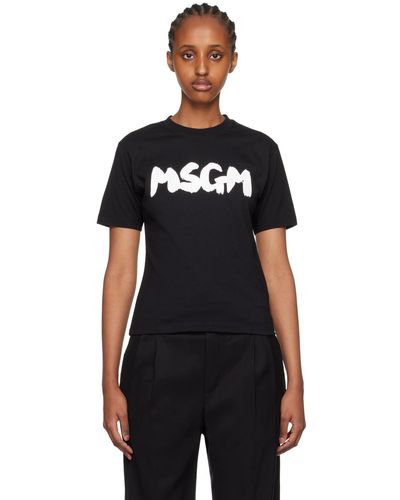 MSGM T-shirt noir à logo imprimé