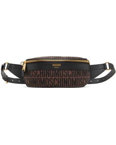 Moschino Sac-ceinture brun à motif en tissu jacquard - Noir