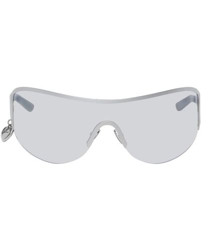 Acne Studios Lunettes de soleil argentées en métal - Blanc