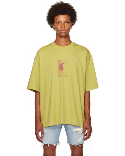 Calvin Klein T-shirt vert à image à logo - Jaune