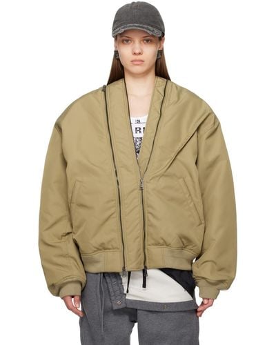 Y. Project Taupe Double Zip Bomber Jacket - Natural